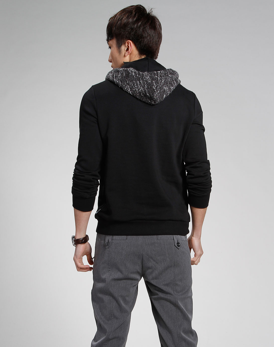 纯真传说bambini黑/灰色连帽时尚长袖卫衣