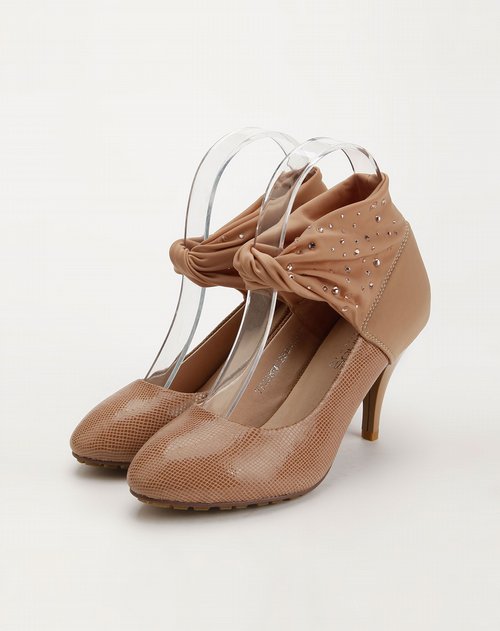 四季风女鞋专场四季风杏色时尚时装高跟时装跟单鞋