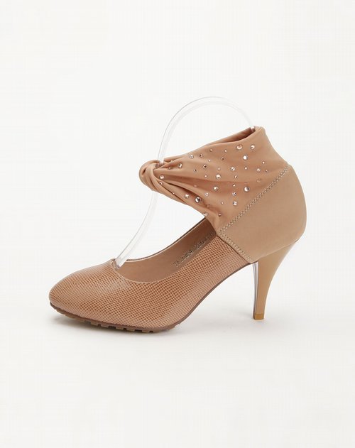 四季风女鞋专场四季风杏色时尚时装高跟时装跟单鞋