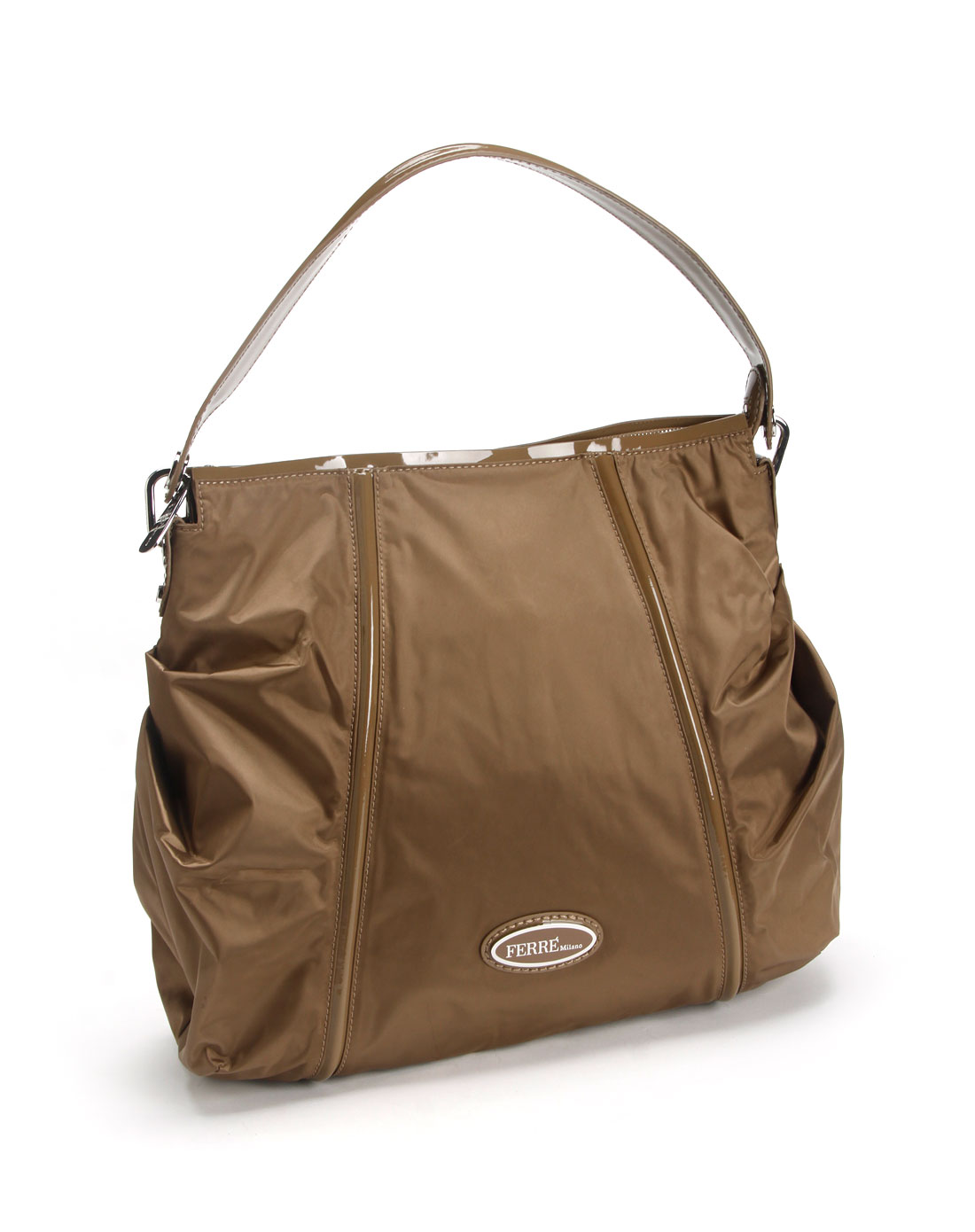 gianfranco ferre费雷女款金啡色简易褶皱单肩包