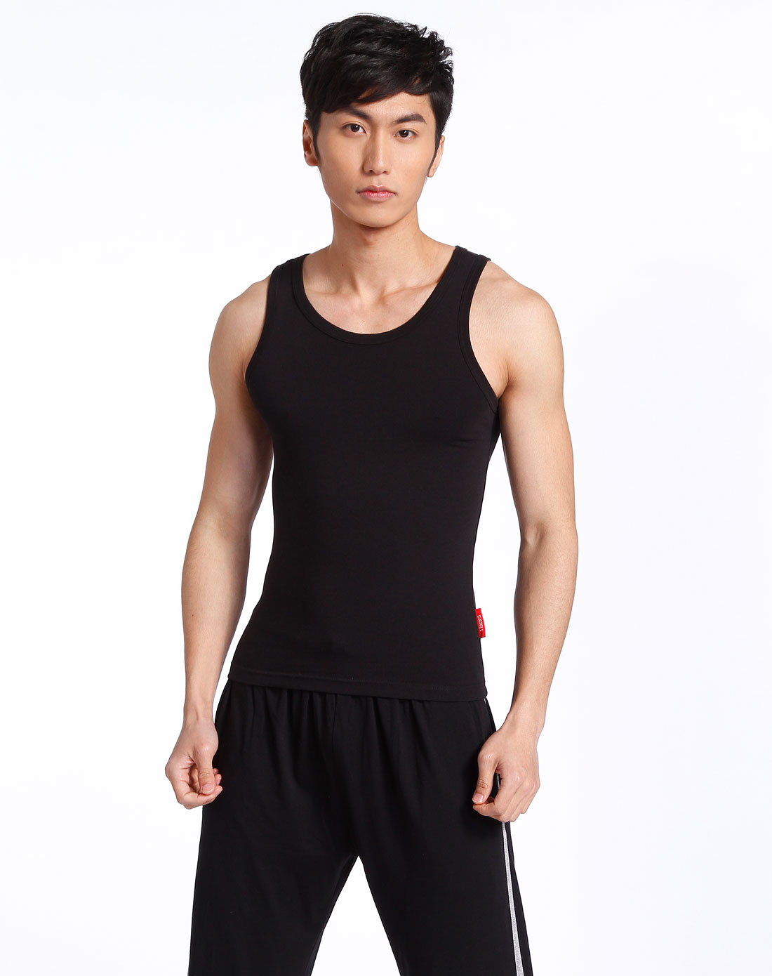 内衣库存专场男款黑色棉背心
