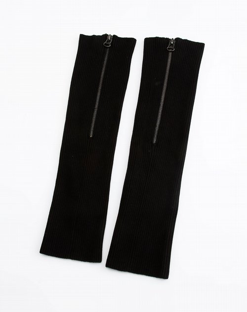 马克华菲女装专场黑色拉链时尚针织袜子