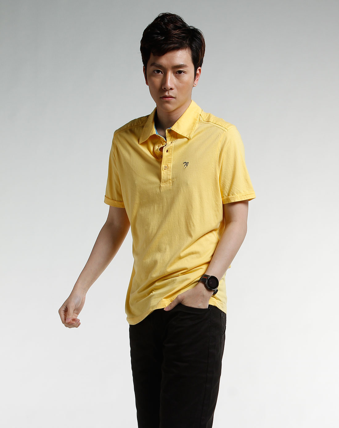 汤尼俊士tonyjeans男装黄色时尚短袖polo衫