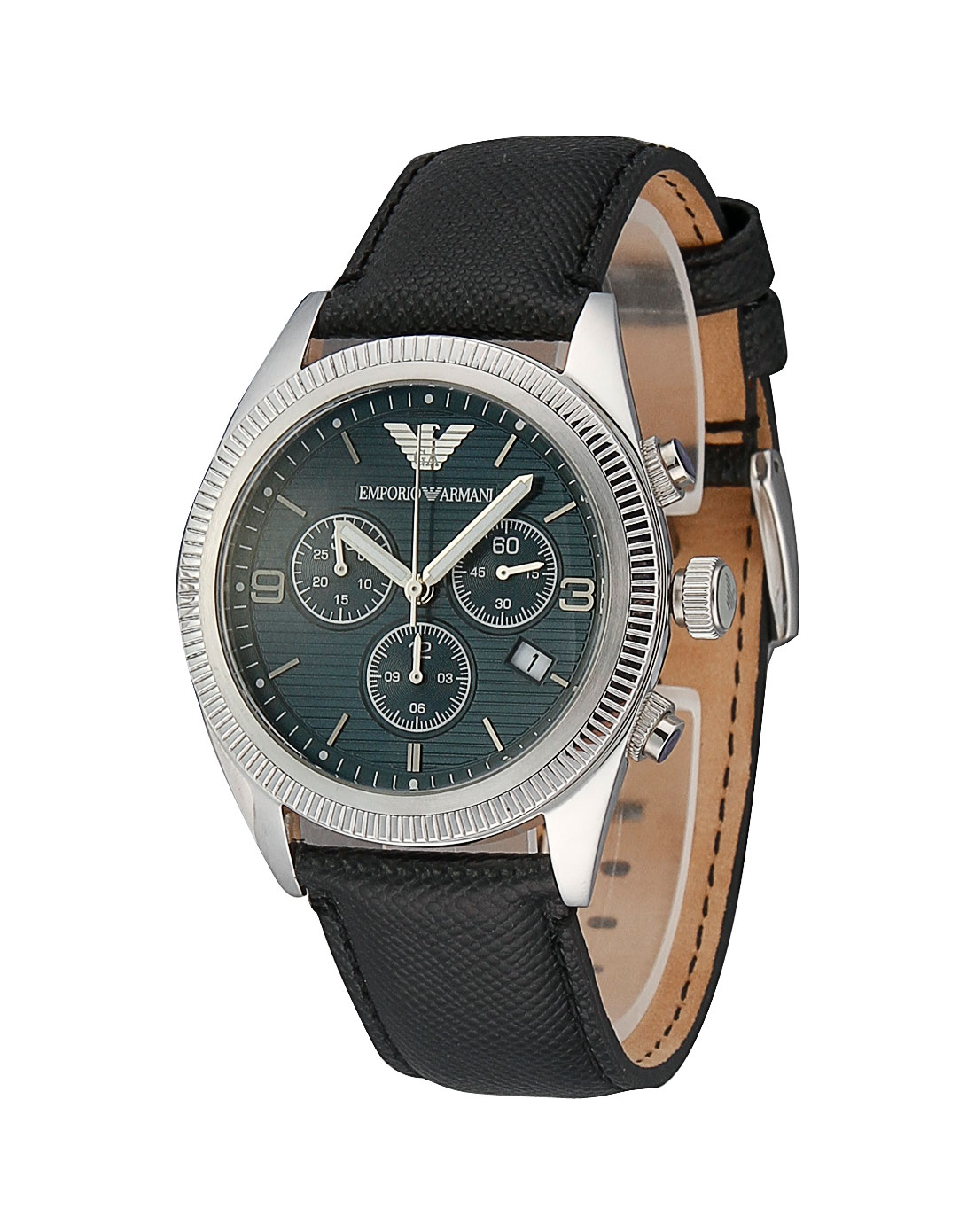 阿玛尼emporio armani-手表男款深蓝/黑色三眼日历码腕表