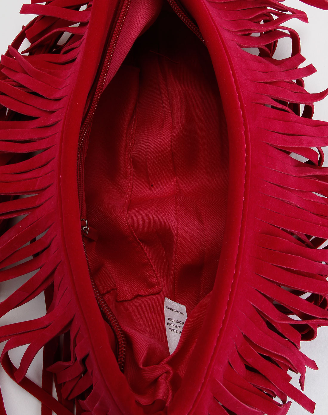 艳红色时尚碎布条手袋