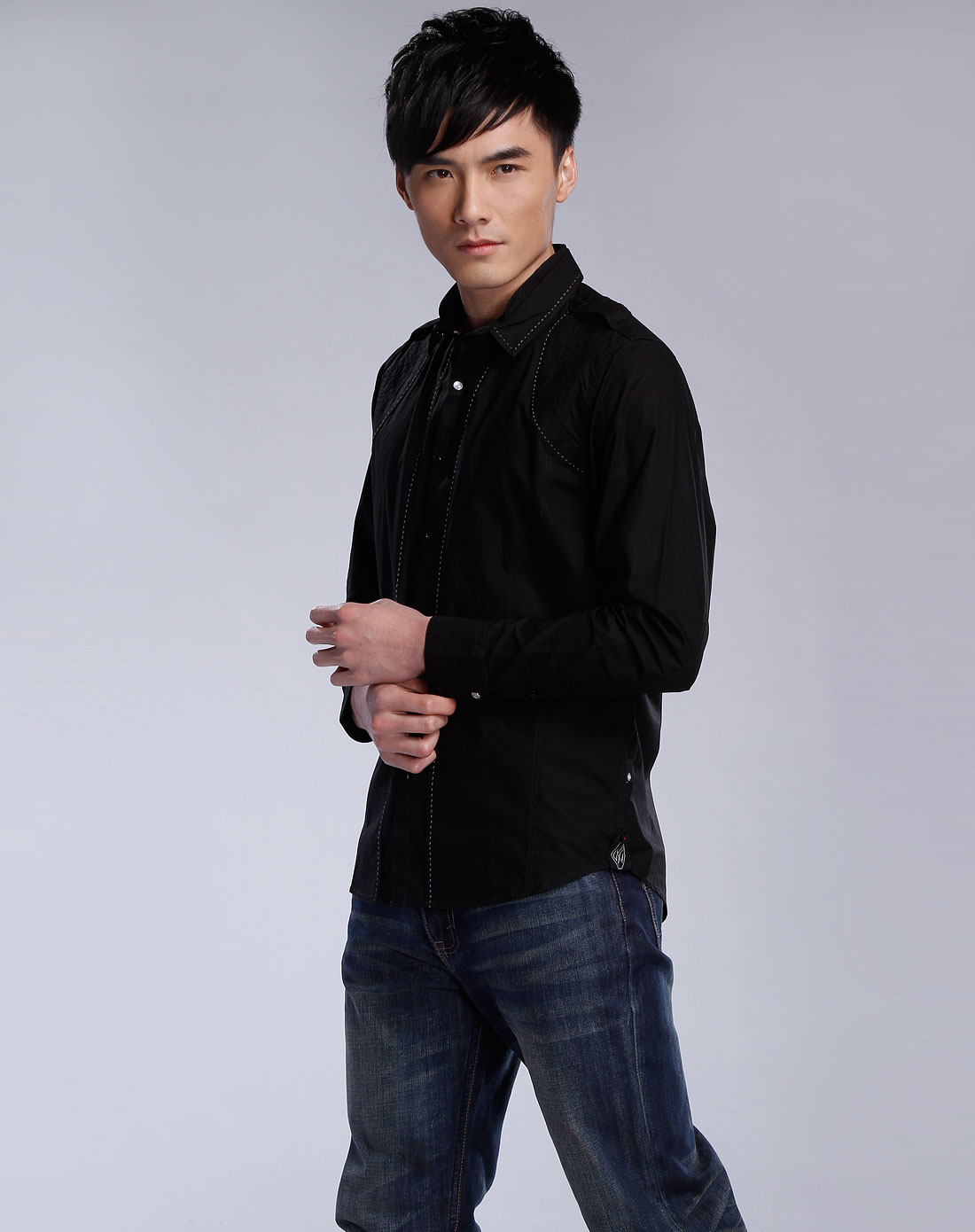 hardrive男款黑色长袖衬衫1