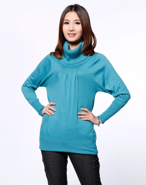 lily暗青色高领长袖衫