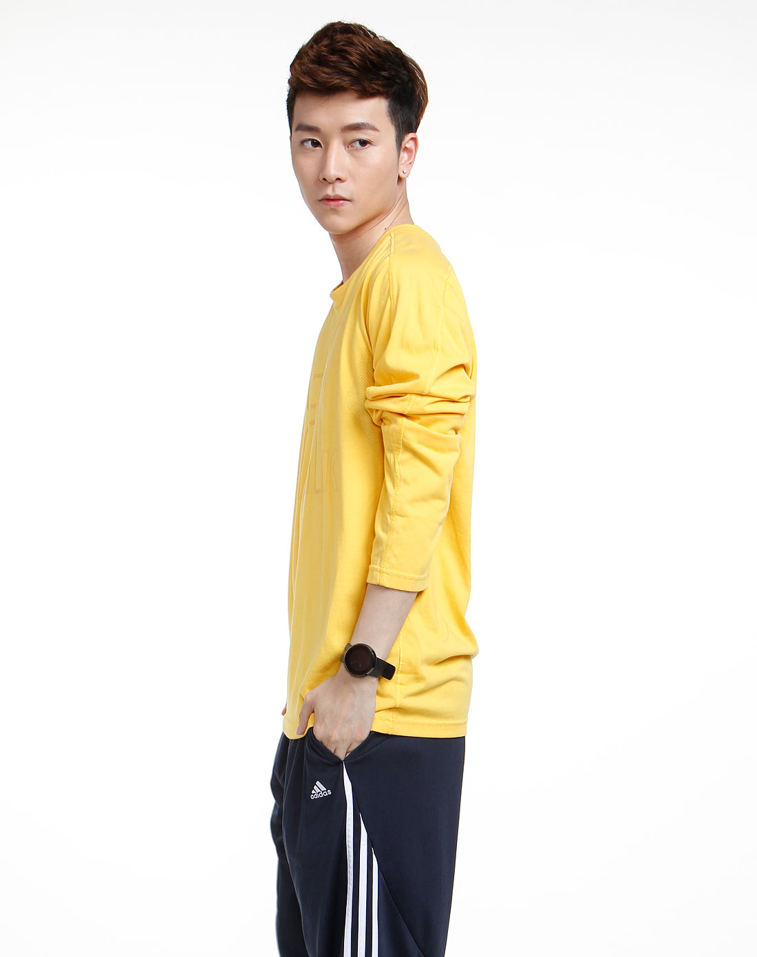 阿迪达斯adidas男装专场-sp 男款黄色休闲长袖上衣