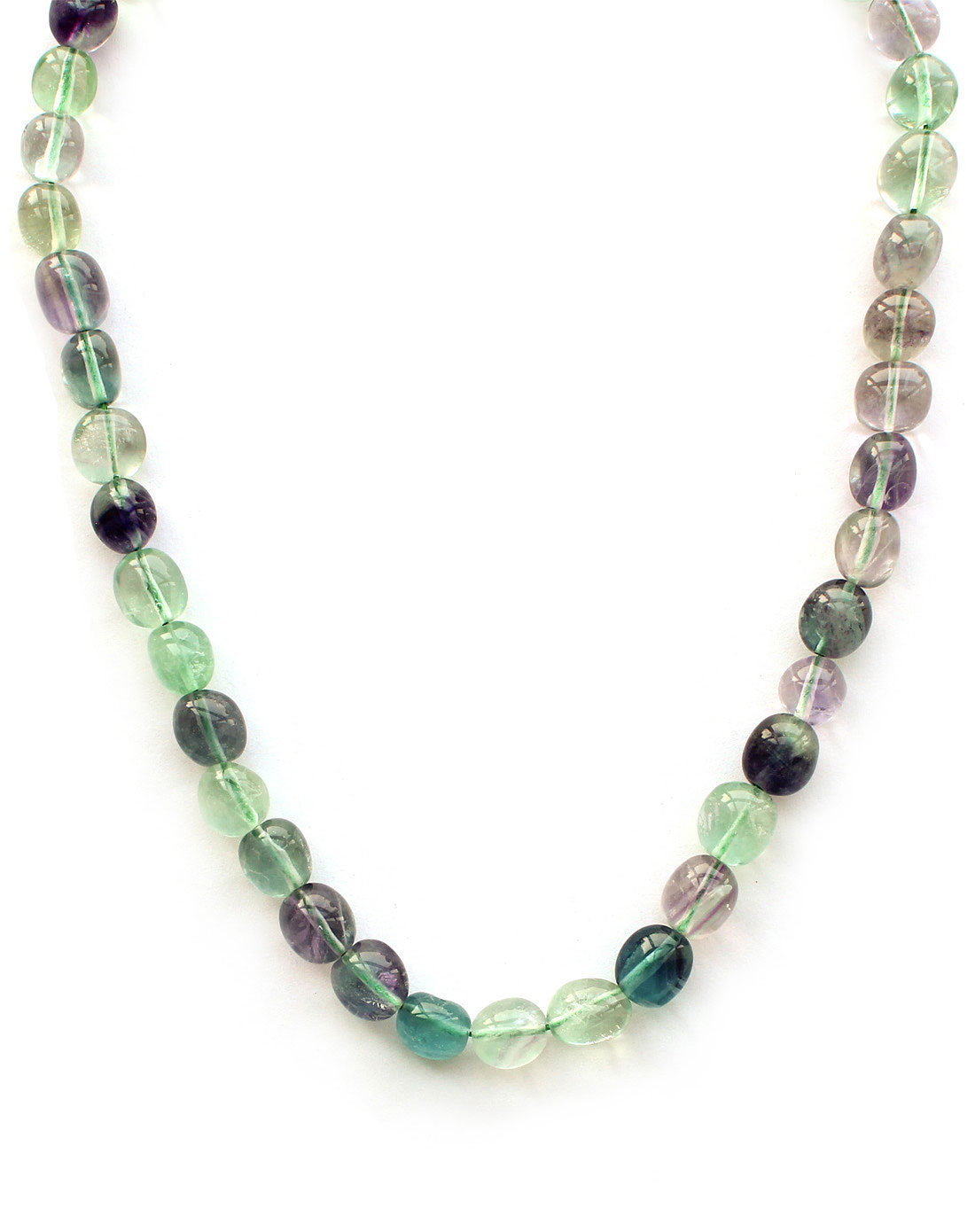 > 云雅彩宝天然萤石异形项链