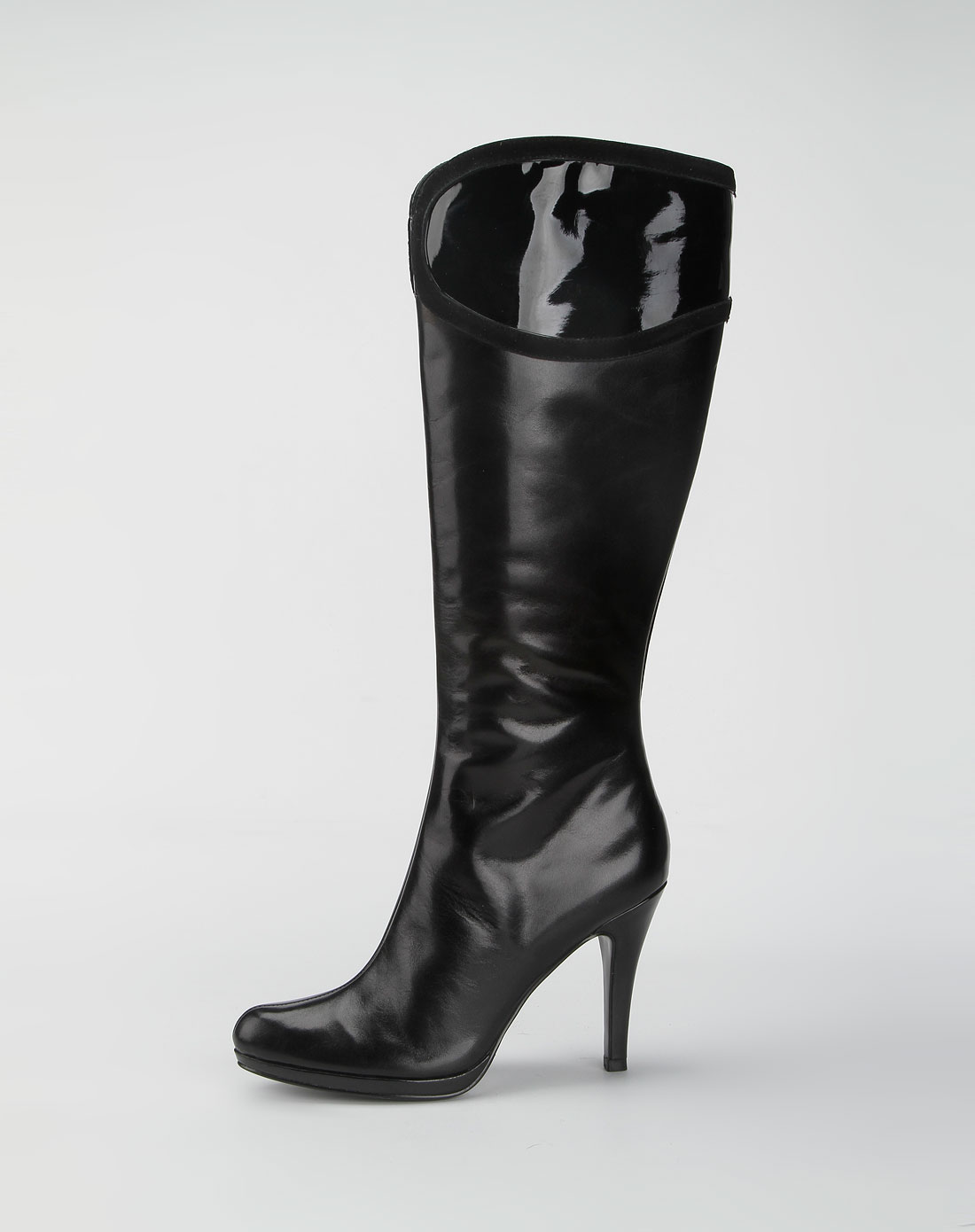 jc collezione黑色简约时尚尖头高跟高筒靴