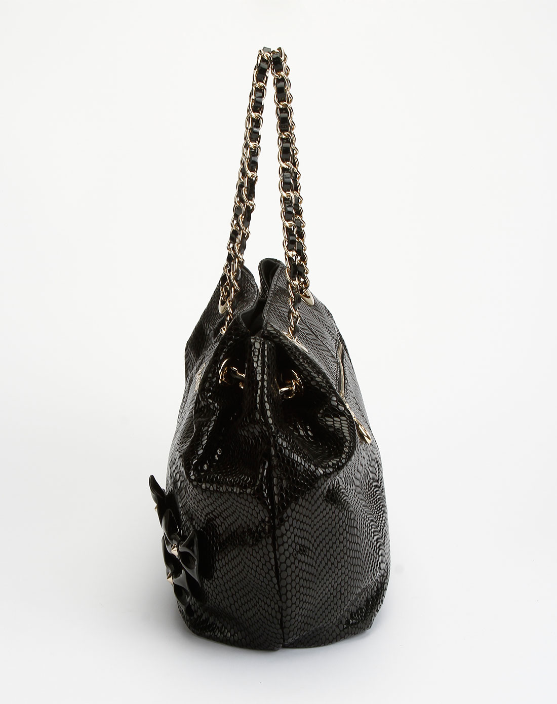 百诗美paxmate黑色蛇纹时尚手提包