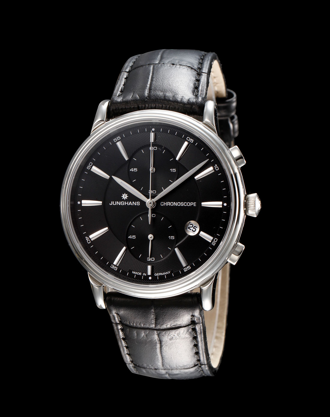 德国名表专场junghans荣汉斯男款黑色diplomat外交官系列石英手表