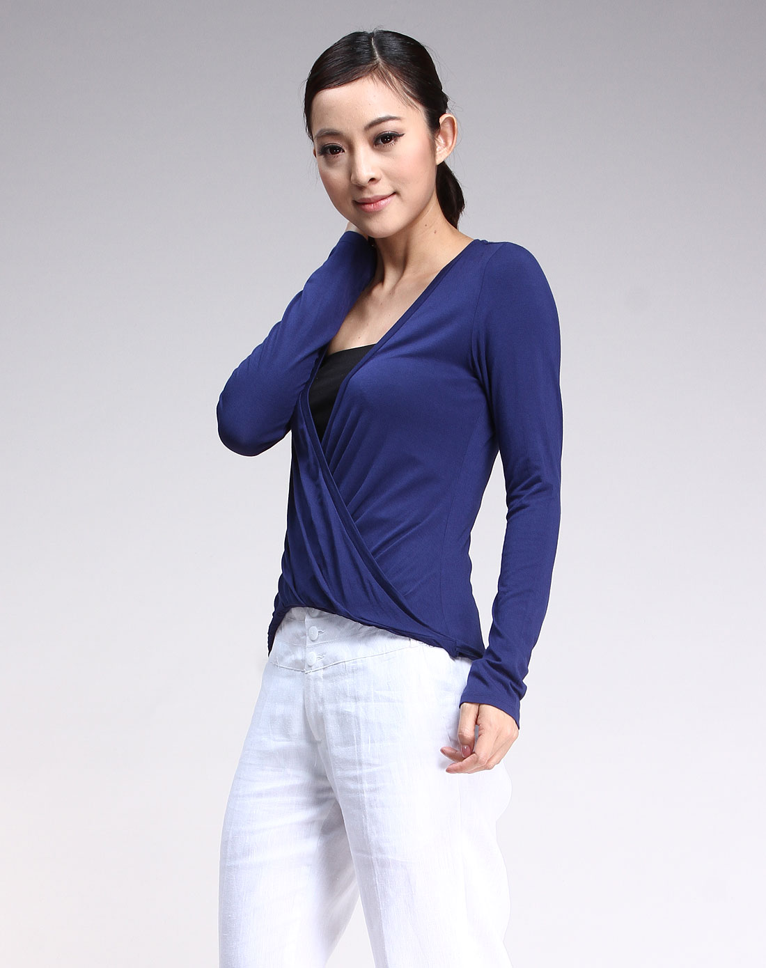 we女装专场宝蓝色时尚长袖上衣