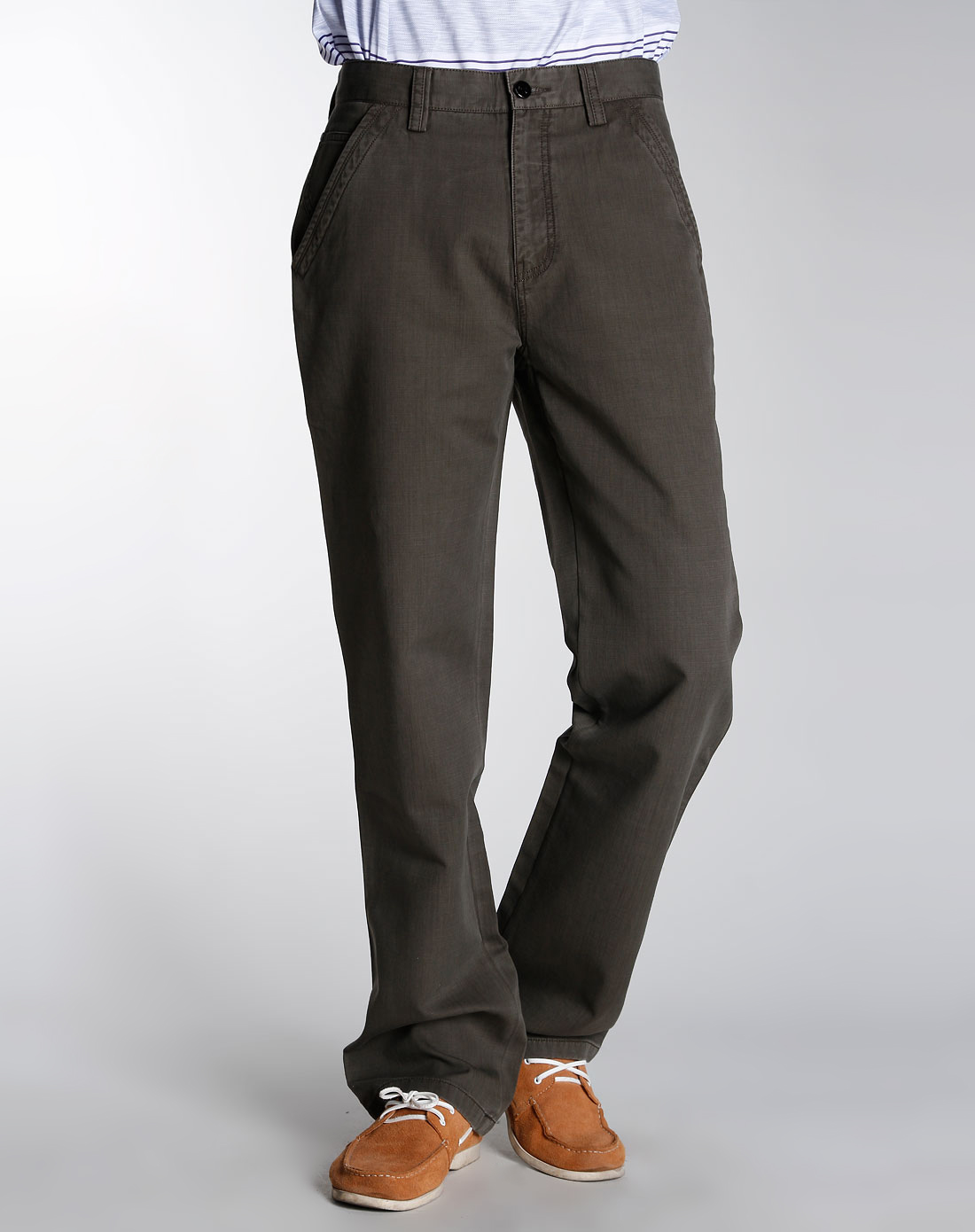 柒牌男装专场灰绿色休闲长裤