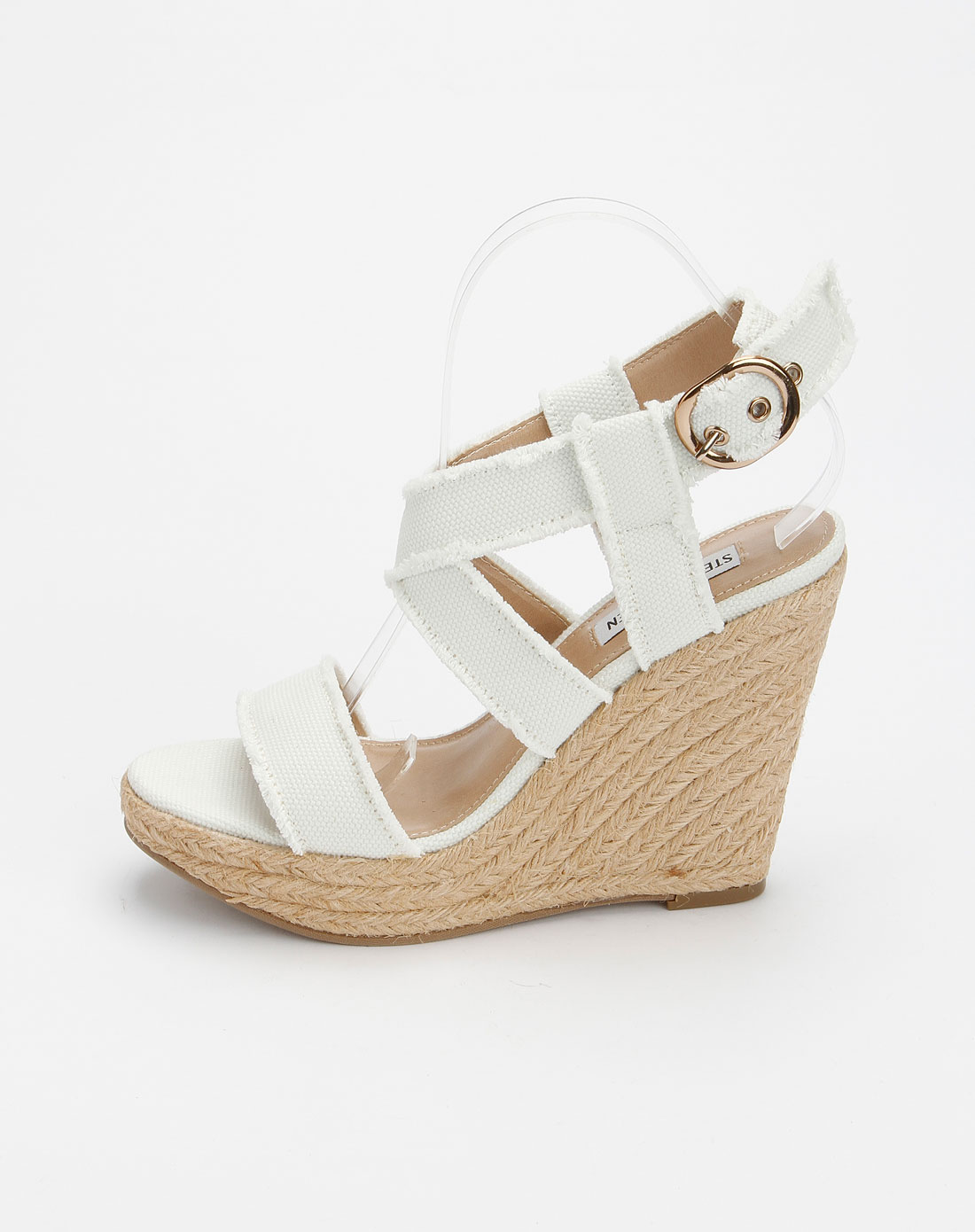 steve madden白色时尚坡跟凉鞋