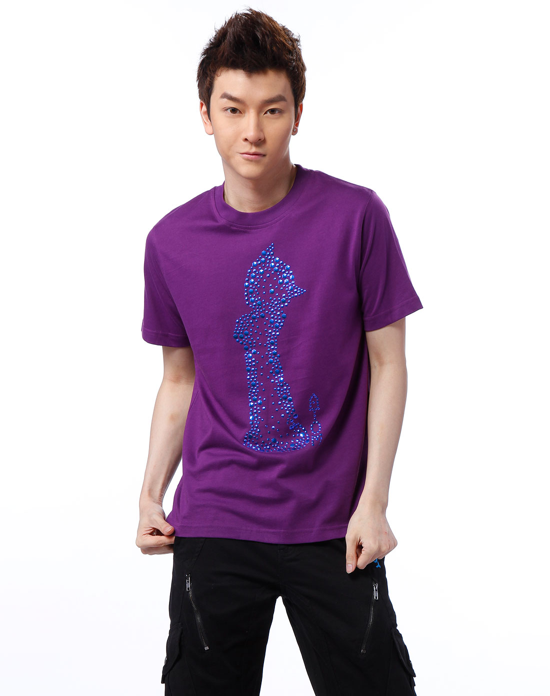 班尼路baleno男女装混合专场阿童木astro boy 男装紫色阿童木烫片圆领