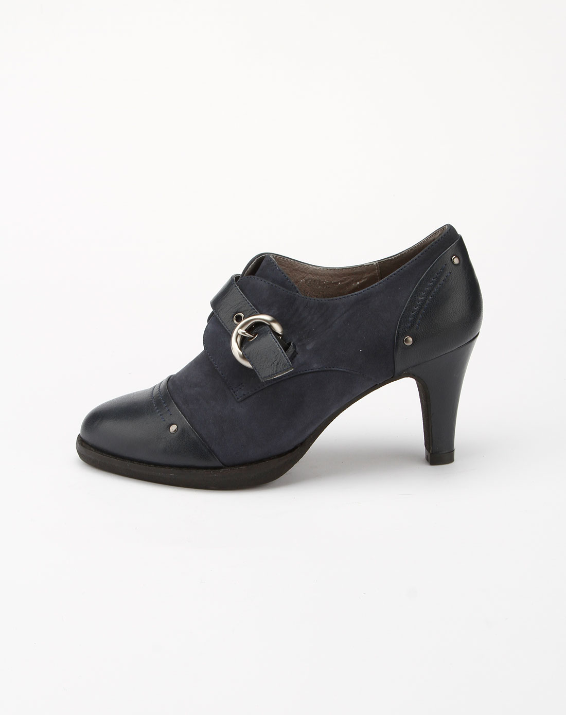 芭迪patty女款蓝色侧扣时尚高跟鞋