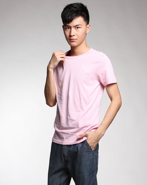 唐狮tonlion-粉红色简约圆领短袖t恤_唯品会名牌时尚折扣网