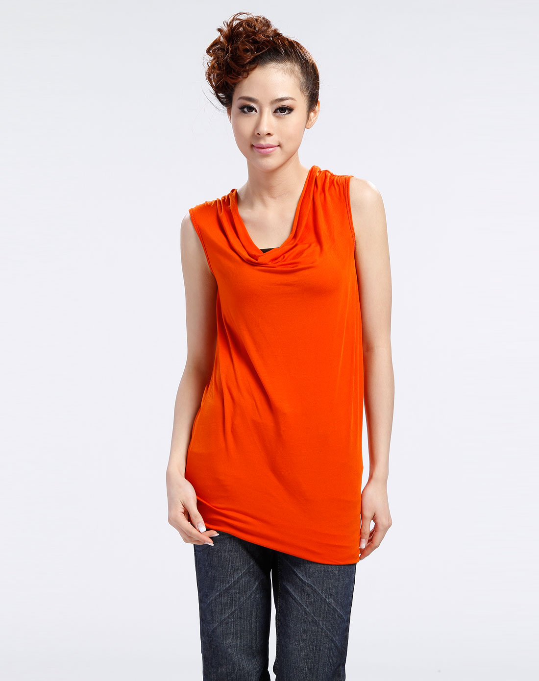 希思黎sisley橙色简约无袖上衣