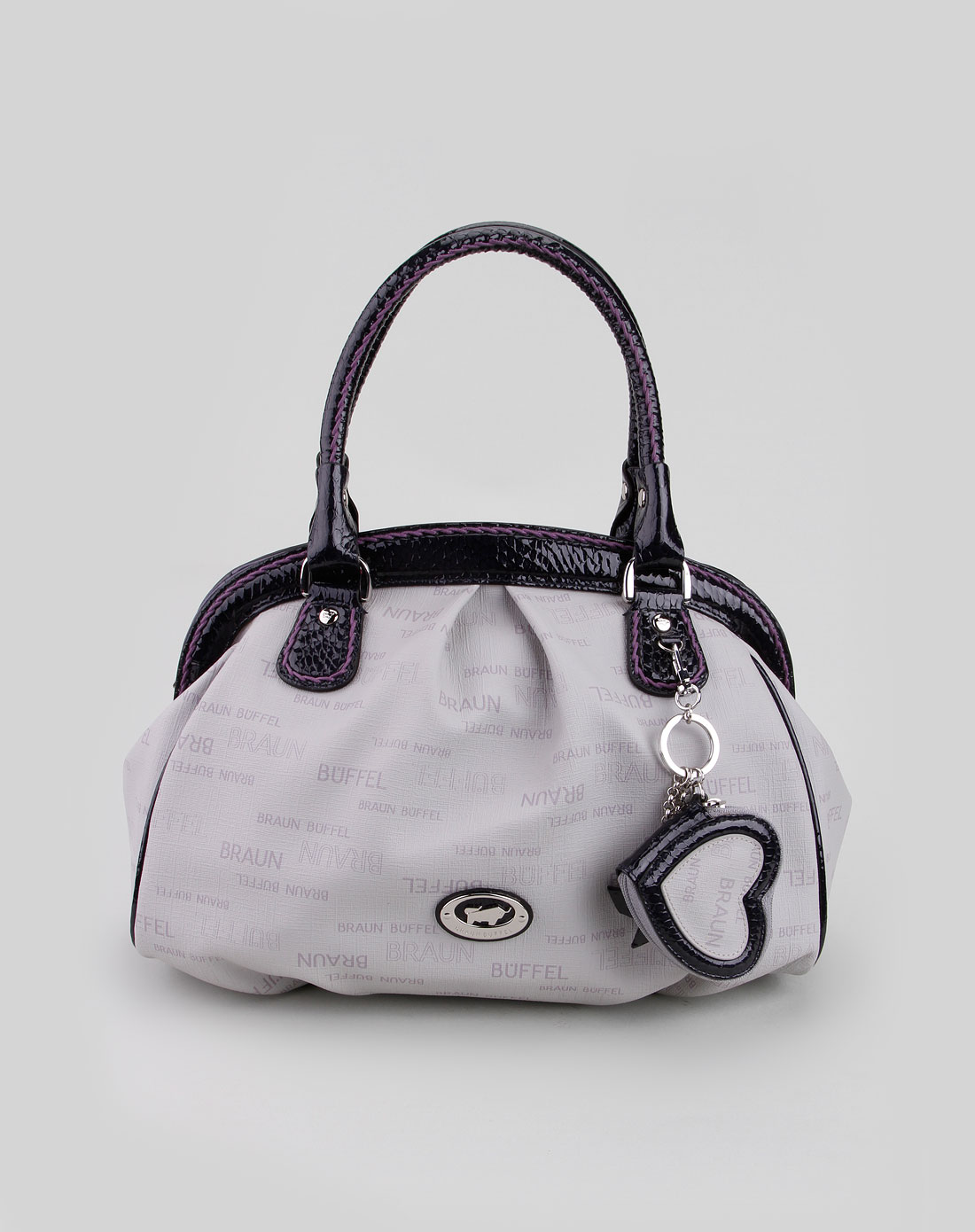 布兰施braun buffel皮具专场女款浅紫/灰色时尚手提包