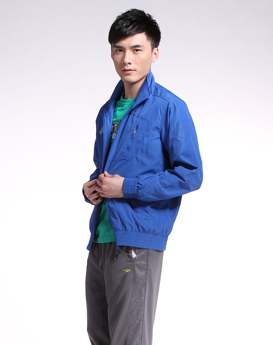 德尔惠deerway男装专场蓝色简约休闲长袖外套