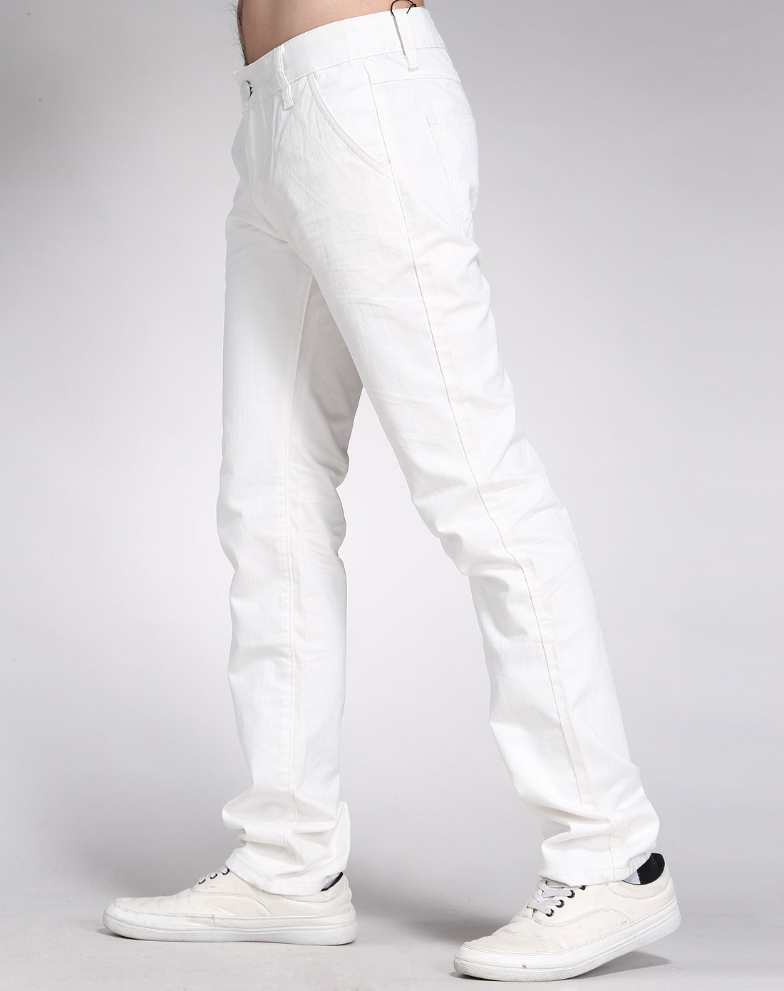 grsaga男装专场男款白色小直筒牛仔裤