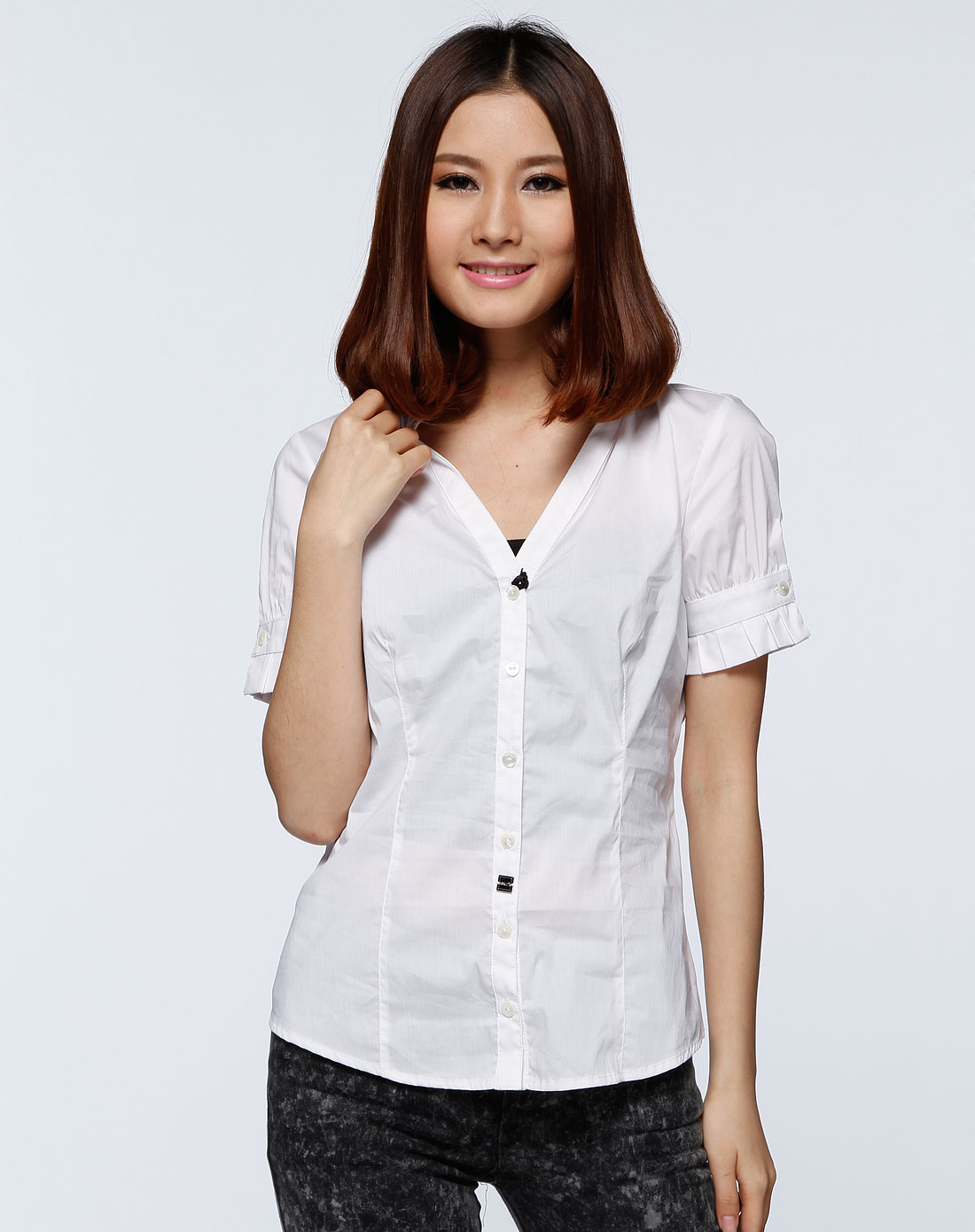 giamma bruns白色短袖衬衫1