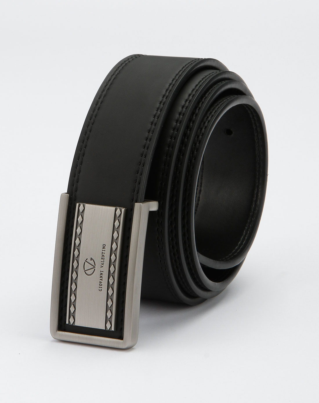 卓凡尼-华伦天奴-箱包男士黑色商务板扣皮带