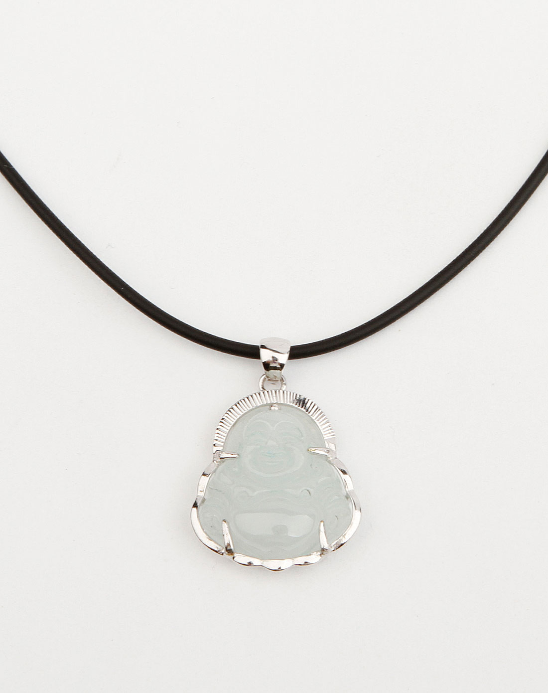 kmonado白色玉石包银弥勒佛吊坠项链