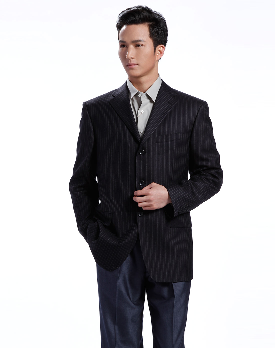 达米尼daimeni黑色条纹长袖西装外套