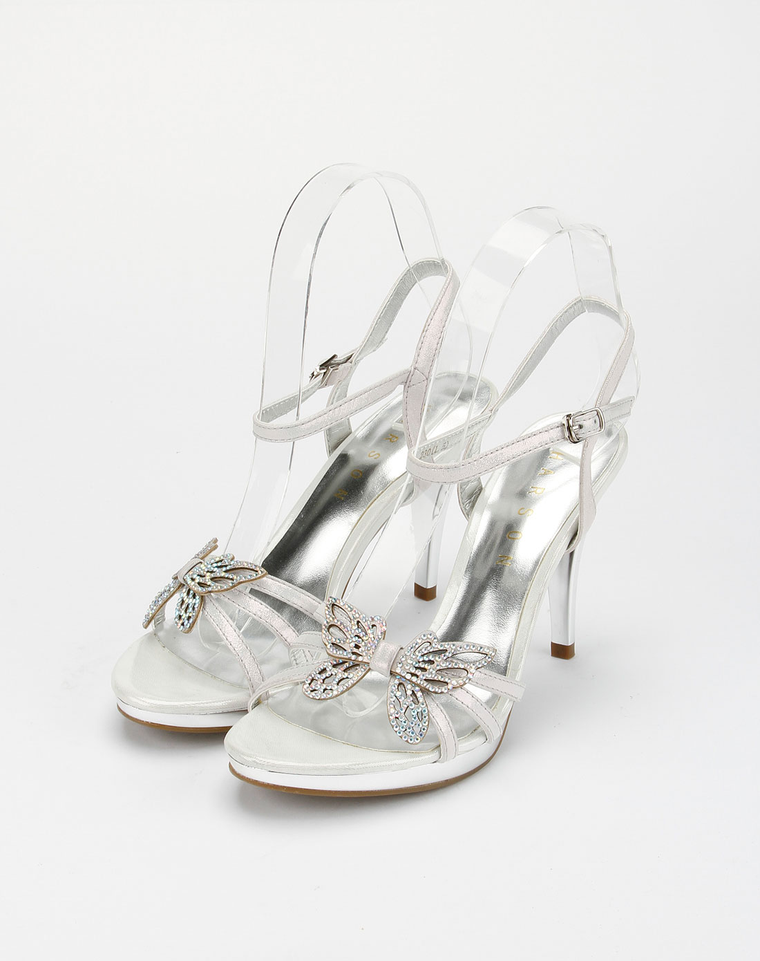 [ 哈森 ] 白色时尚简约高跟凉鞋