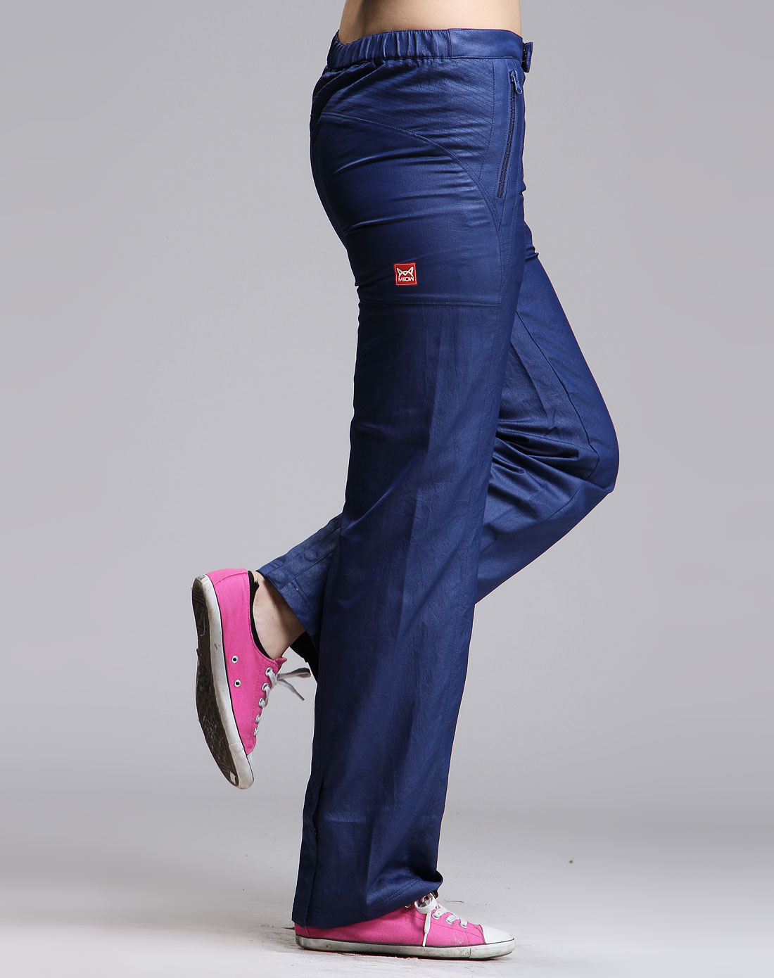 猫人miiow女装专场深蓝色时尚简约梭织长裤