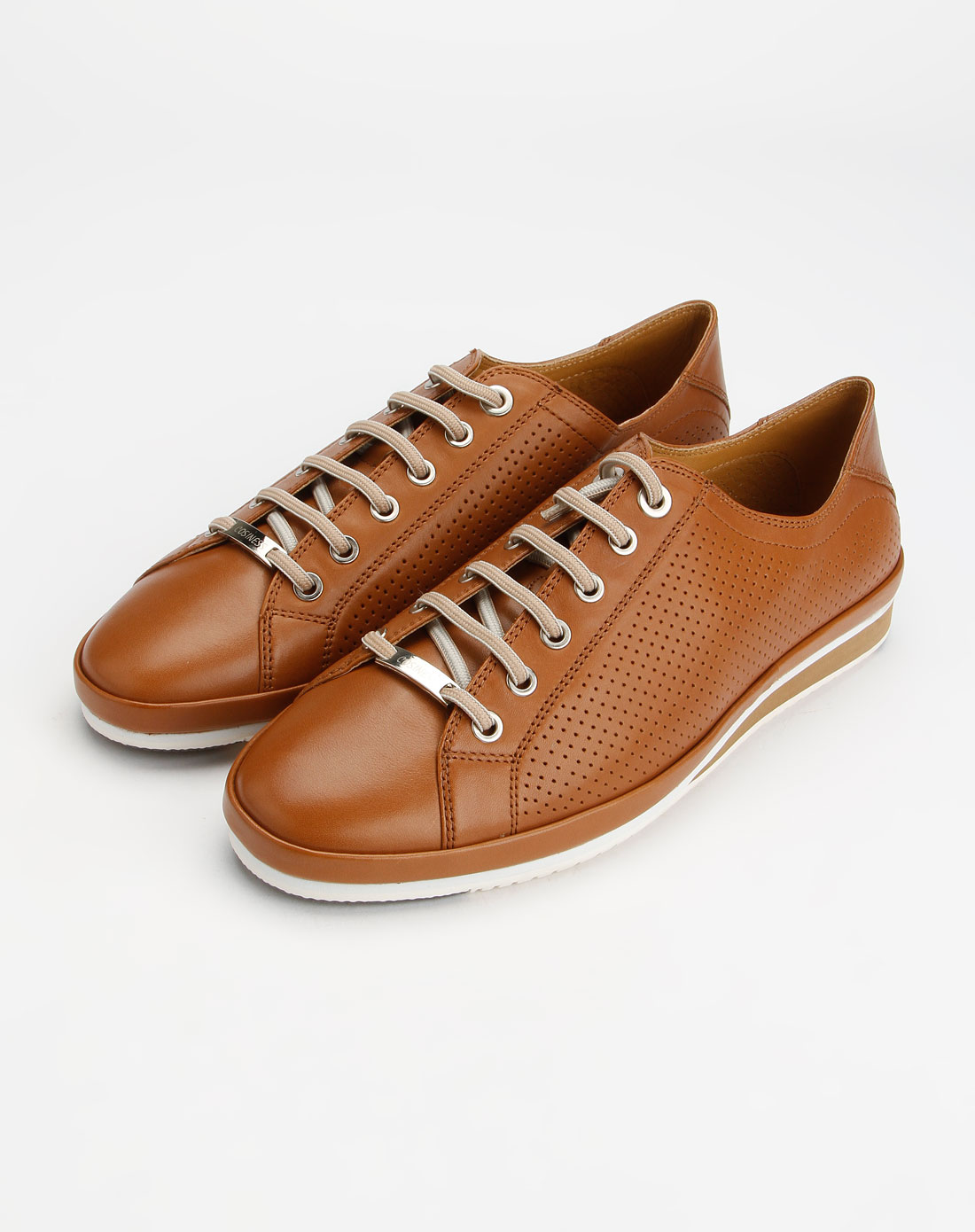 皇冠crown男鞋专场男款黄棕色时尚休闲绑带皮鞋