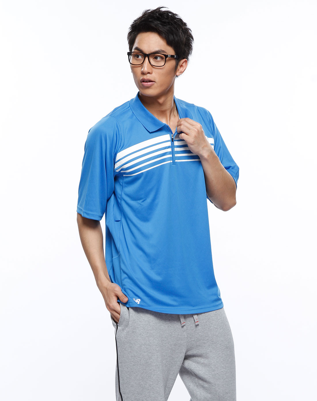 新百伦new balance-男装专场男款蓝色短袖polo衫