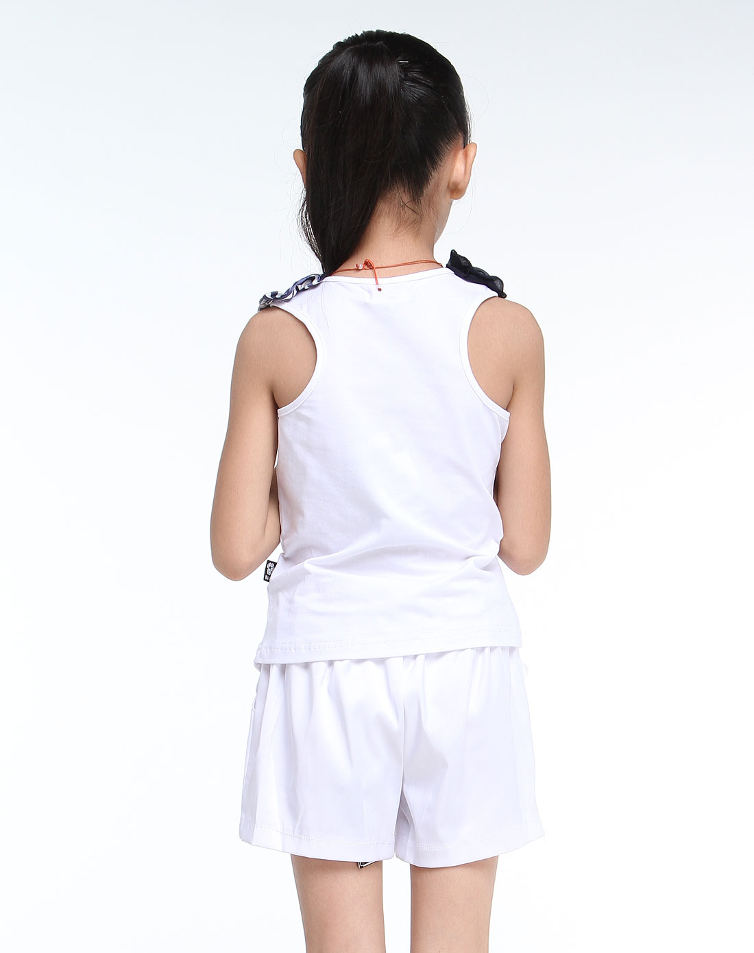 女童银河白针织背心