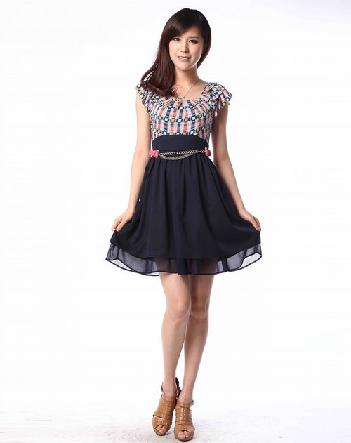 索玛somsom女装专场女款西瓜红/蓝色无袖连衣裙