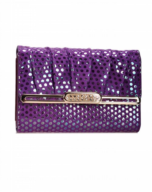 圣大保罗女包紫色短款三折票夹