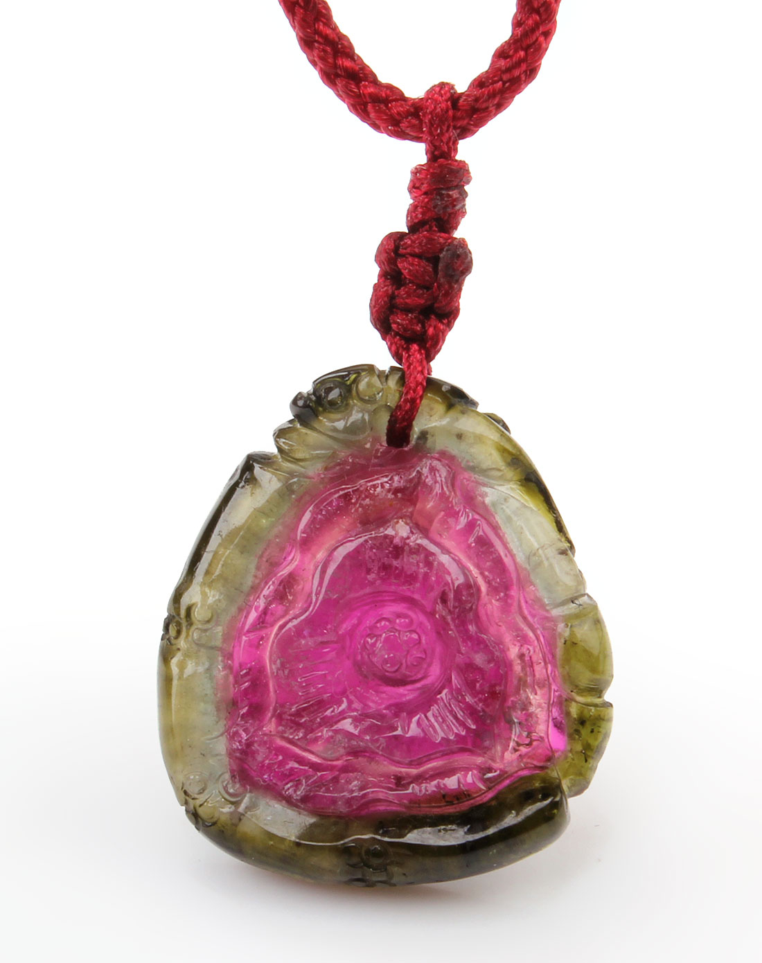 天然西瓜碧玺富贵花开吊坠