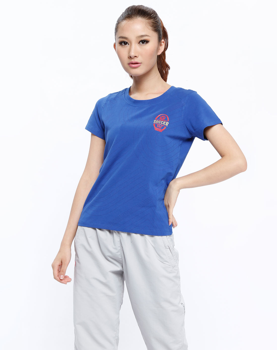 361°女款深蓝色圆领短袖t恤