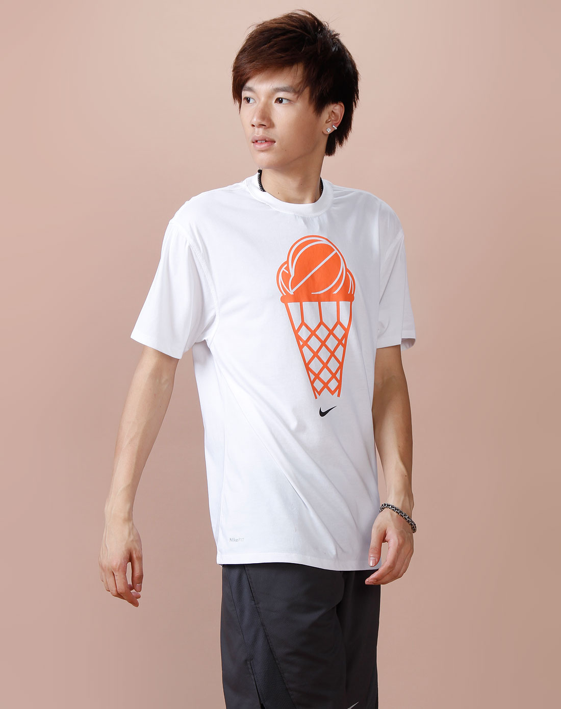 耐克nike-男装专场男款白色篮球烫画短袖t恤