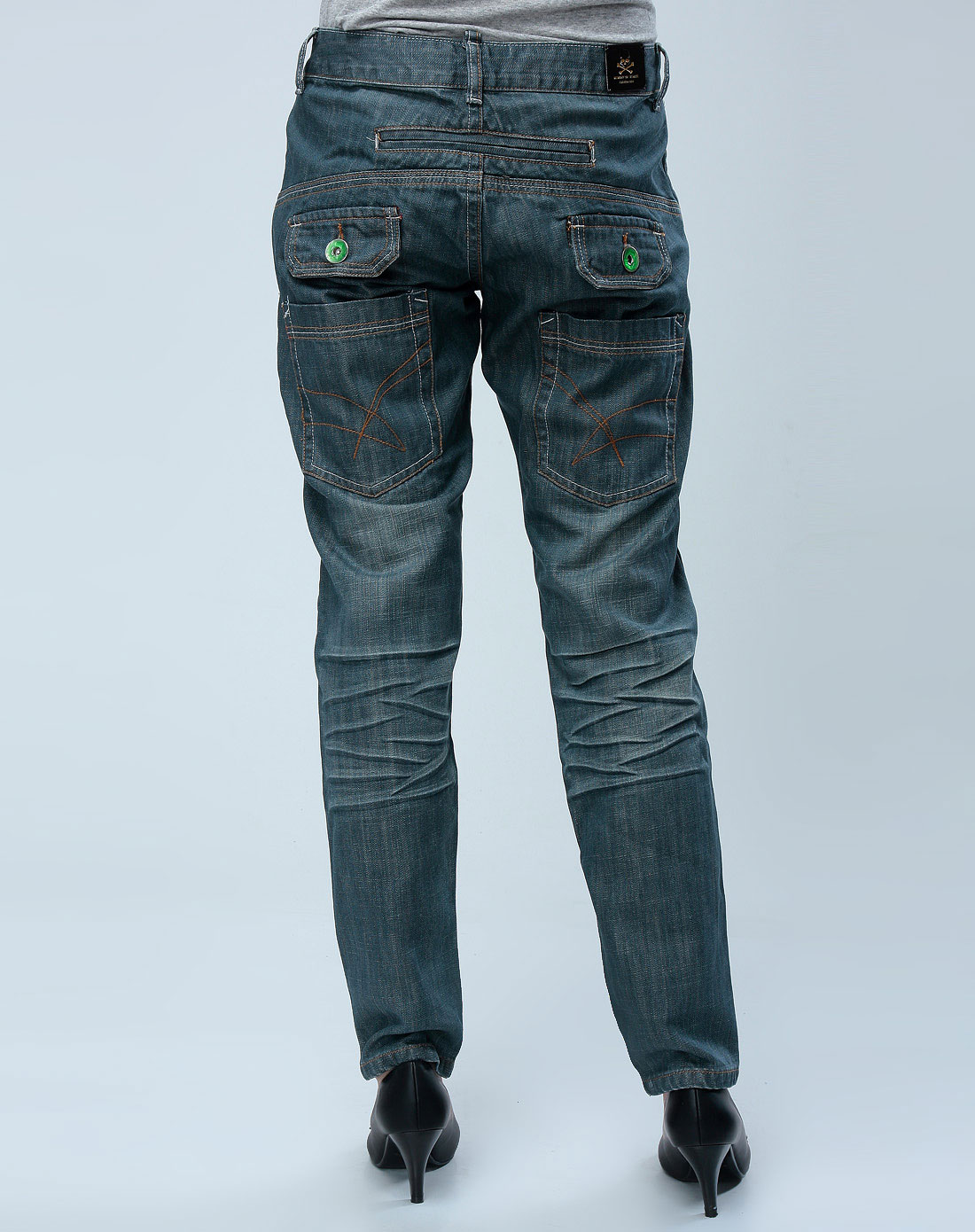 菲勋菲斯fashion fish灰蓝色牛仔长裤