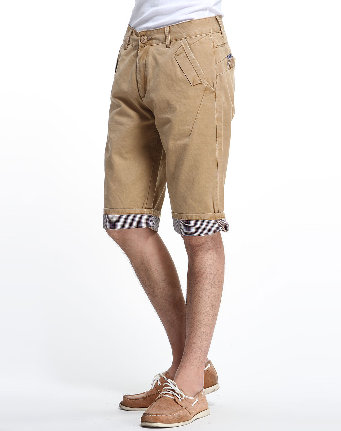 深卡其色休闲低腰牛仔短裤