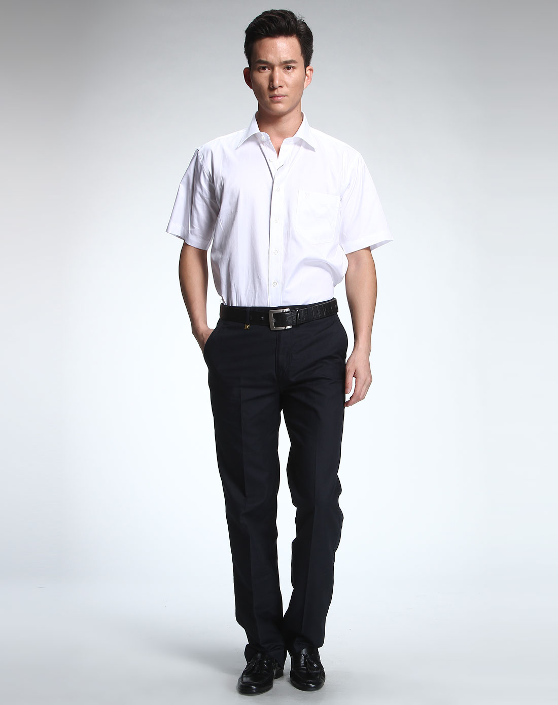 花花公子playboy男装专场白色正装短袖衬衫