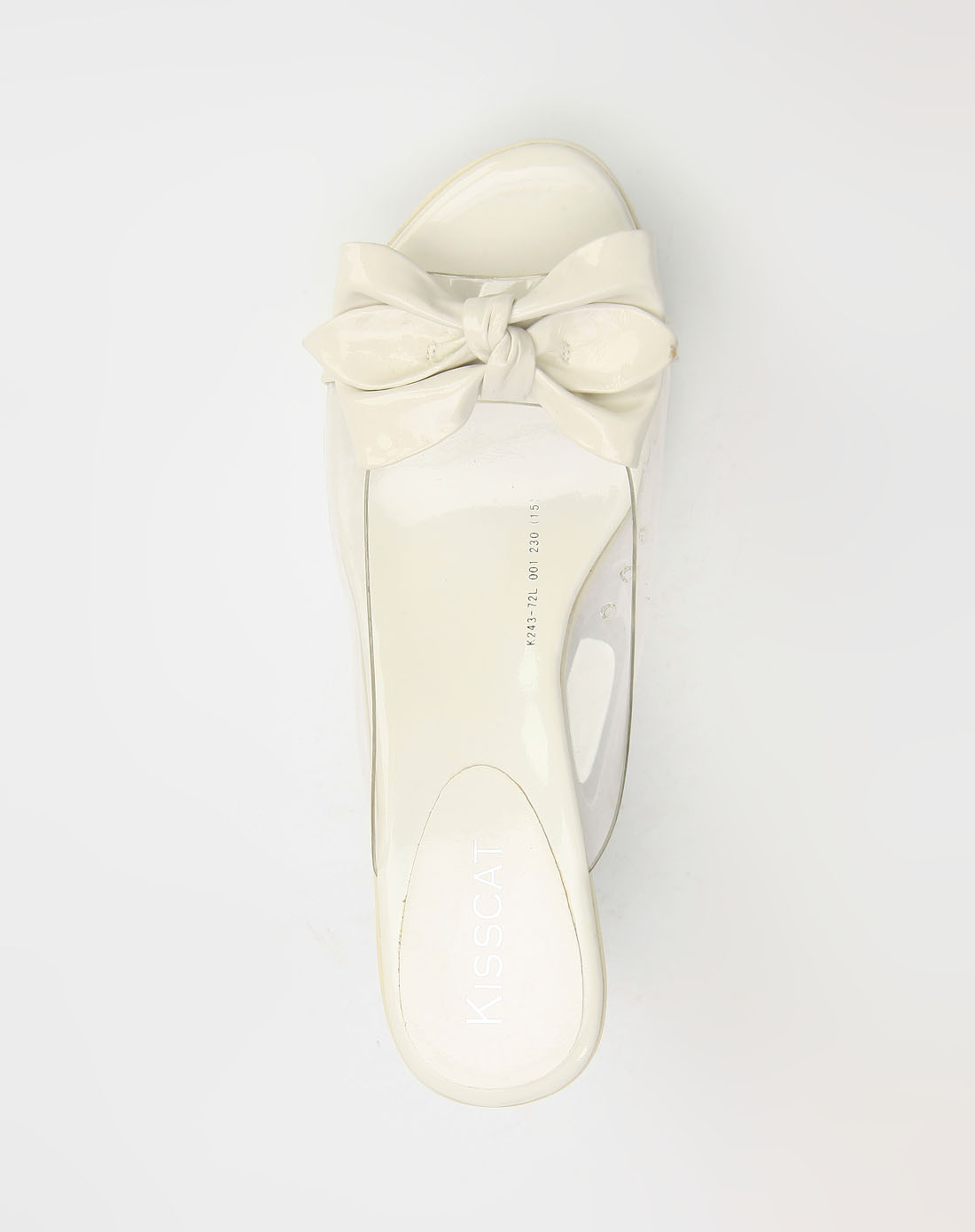 白色蝴蝶结休闲坡跟凉鞋