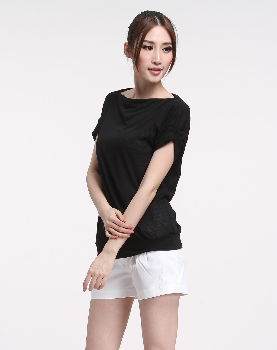 elle女装专场-黑色时尚短袖t恤