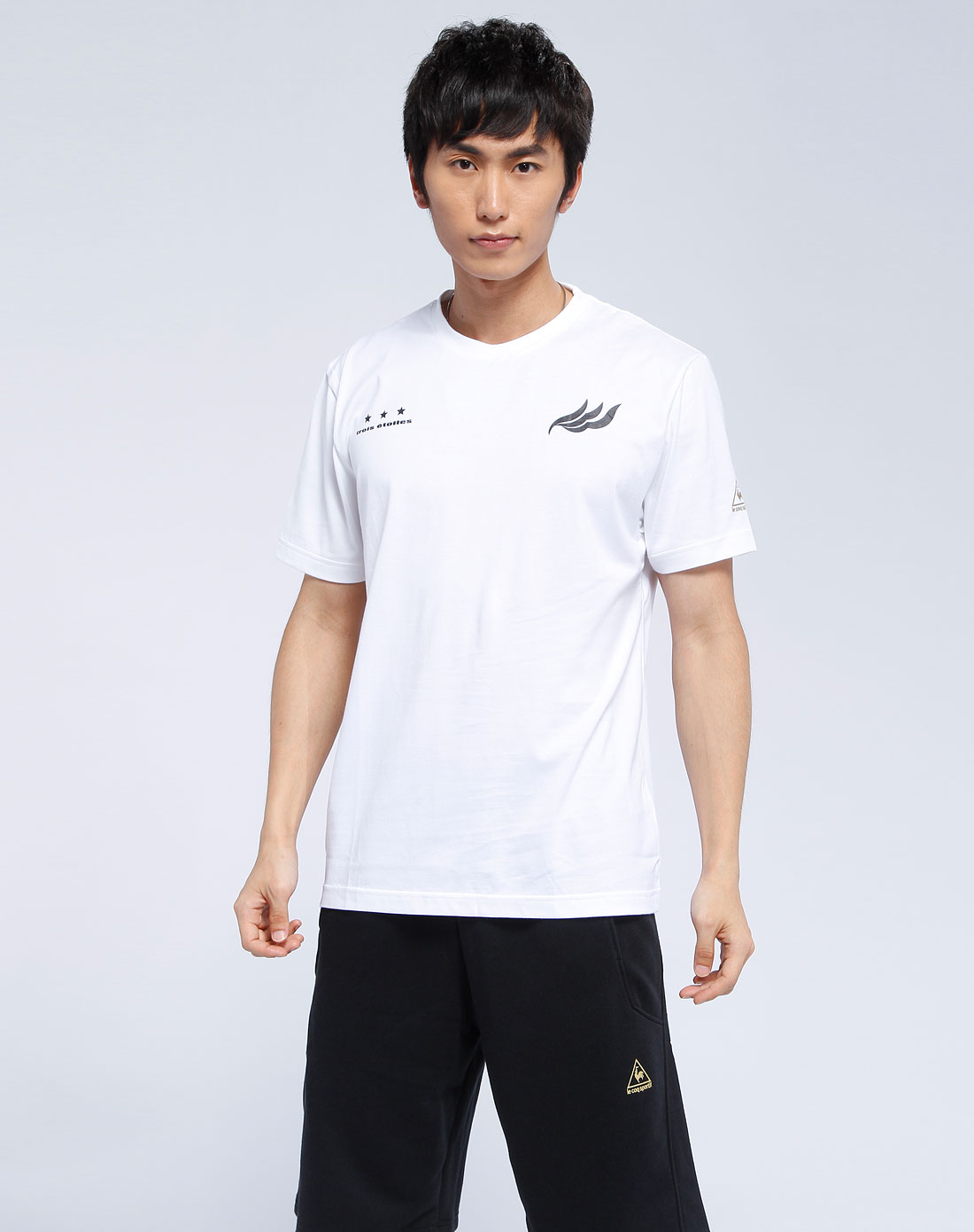 乐卡克男款白/黑色印花短袖t恤qf-013001wht_唯品会