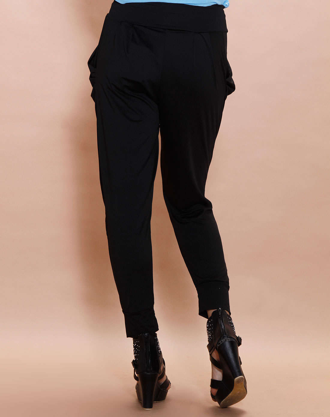 arrio黑色针织九分裤