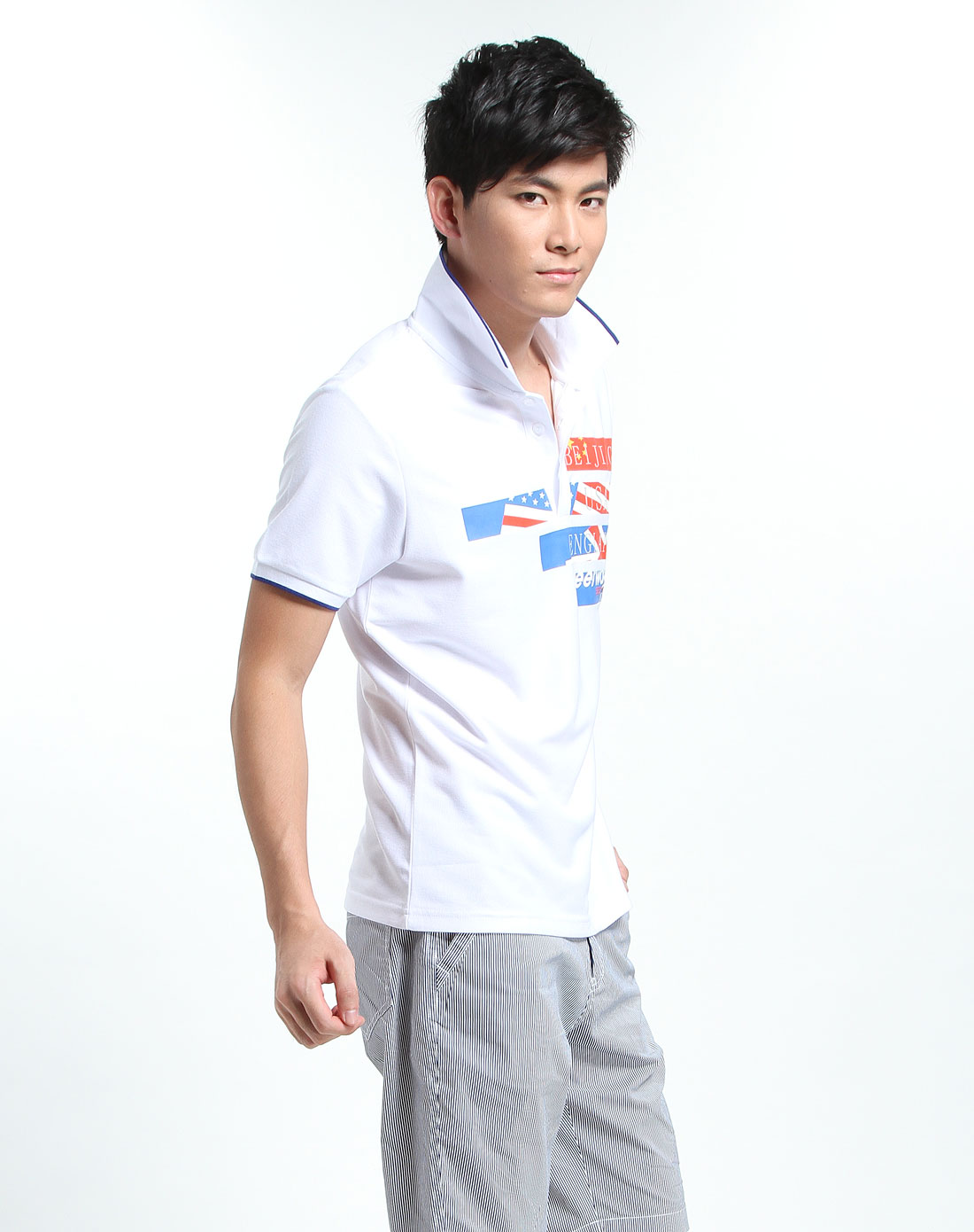 德尔惠deerway白色国旗烫印短袖t恤6221013d100_唯品会