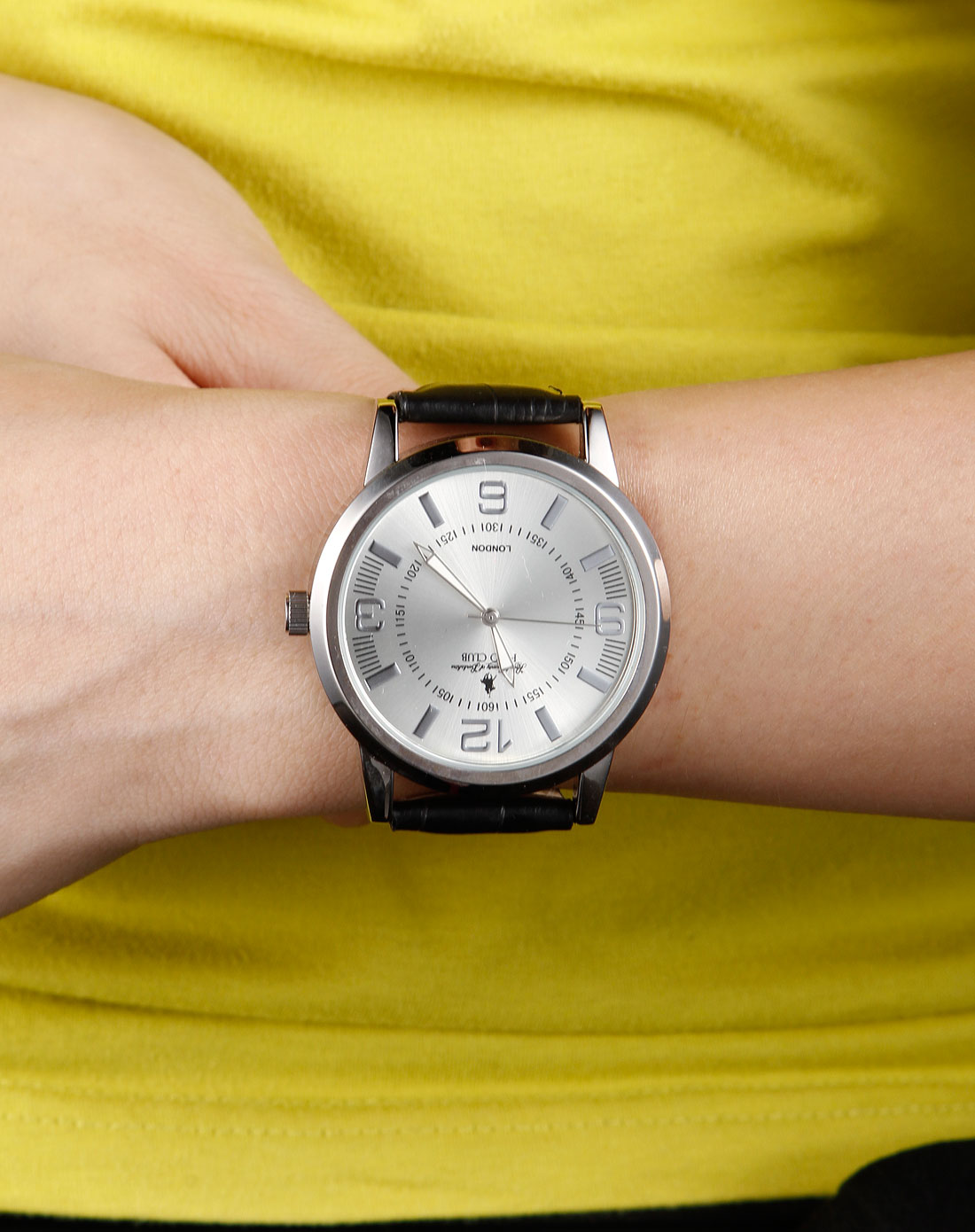 品牌手表特惠专场polo club 男款黑/银色商务奢华时尚石英表pls01-005