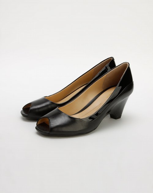 easy spirit黑色鱼嘴时尚皮鞋